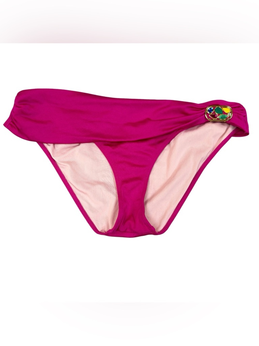 Victoria’s Secret Hot Pink Jeweled Embellished Bikini Bottom Size L Y2K FLAW